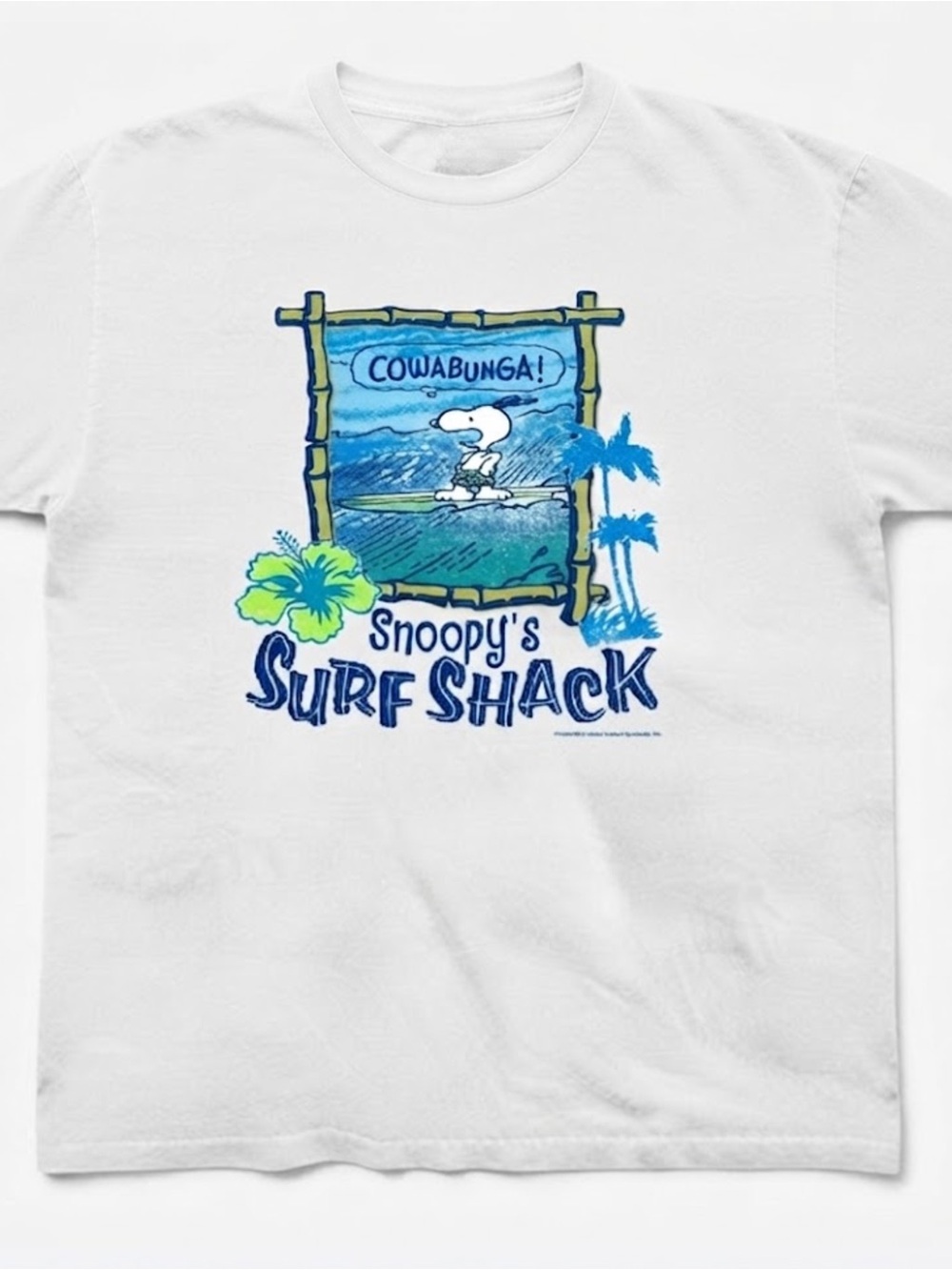 Snoopy's Surf Shack Graphic Print Gildan T-shirt White Tee